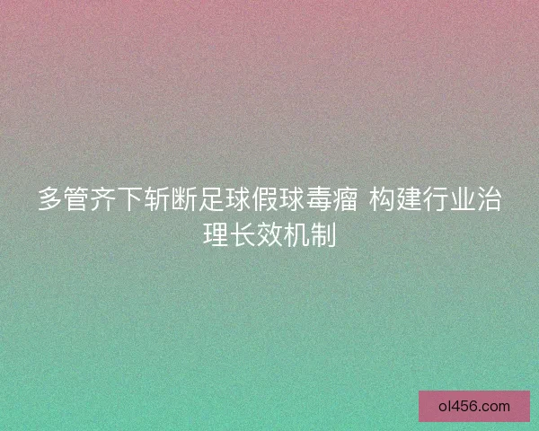 多管齐下斩断足球假球毒瘤 构建行业治理长效机制