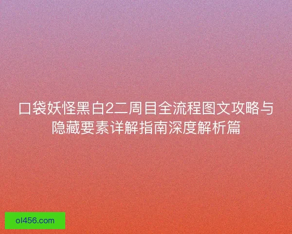 口袋妖怪黑白2二周目全流程图文攻略与隐藏要素详解指南深度解析篇