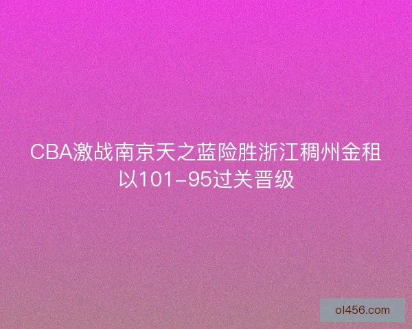 CBA激战南京天之蓝险胜浙江稠州金租以101-95过关晋级