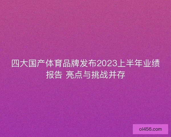 四大国产体育品牌发布2023上半年业绩报告 亮点与挑战并存